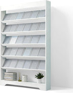 LHIUGE 6-Layer Brochure Display Rack, Freestanding Wooden Magazine Rack by LHIUGE