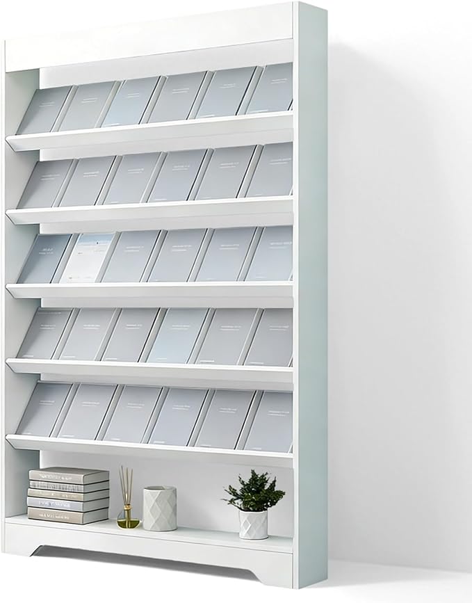 LHIUGE 6-Layer Brochure Display Rack, Freestanding Wooden Magazine Rack by LHIUGE