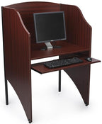 Displays2go Study Cubicle, Keyboard Tray, Steel Legs, Melamine Top – Mahogany - Image 2