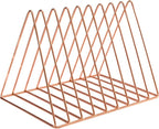 Sooyee 9 Slot Rose Gold Magazine Holder, Desktop File Sorter Organizer Triangle - Image 5