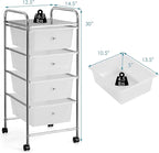 Giantex Rolling Cart with Drawers, Craft Organizer with Wheels, 4 Drawer - Image 3