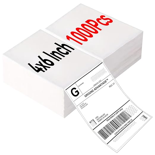 4"×6" Direct Thermal Shipping Label, Fanfold Thermal Label 1000 Packs Permanent by JointownInternational