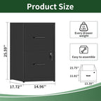 Yukimo 2 Drawer File Cabinet - Image 3