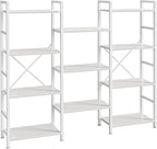 SUPERJARE Triple 4 Tier Bookshelf, Bookcase by SUPERJARE