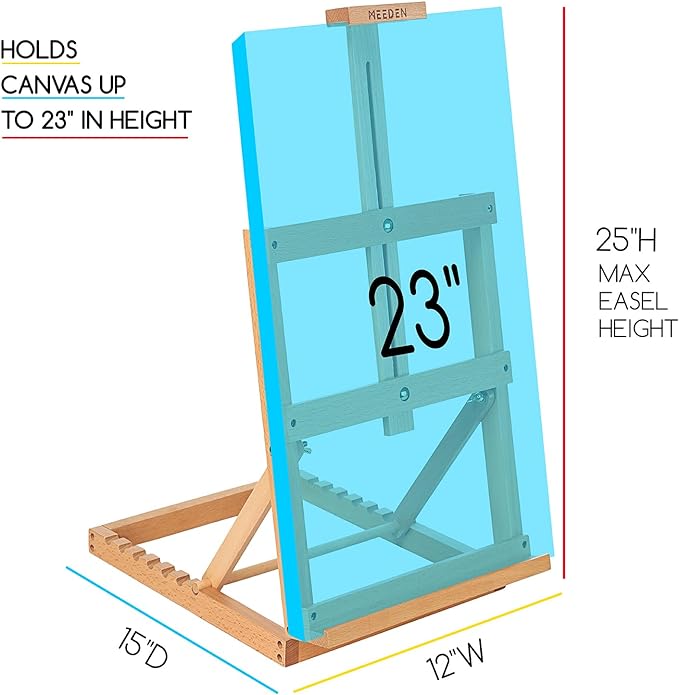 MEEDEN Heavy-Duty Tabletop Studio H-Frame Wooden Easel- Solid Beech Wood - Image 2
