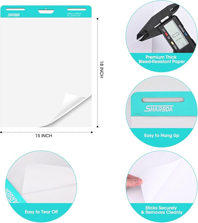SHARBDA Sticky Mini Easel Pad, 15 x 18 Inches, Self Stick Flip Chart Paper - Image 3