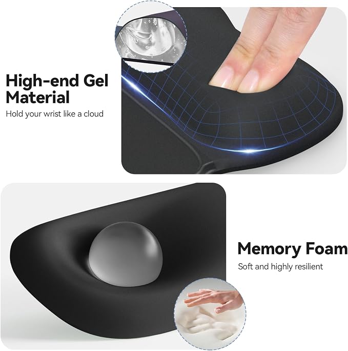 TECKNET Gel Mouse Pad Set with Wrist Rest and Keyboard Wrist Rest, Ergonomic - Image 4