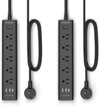 2 Pack Power Strip Surge Protector-5 Widely Spaced Outlets 3 USB Ports by iEcopower