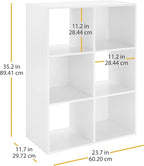 Whitmor 6 Cube Bookcase, 3 Tier Stackable MDF Bookself, Open Storage Display - Image 3