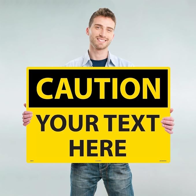 Custom OSHA Style Caution Sign 24" x 36" Aluminum Sign, Customizable "Your Text - Image 2