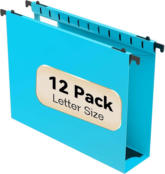 Nordun Plastic Hanging File Folder Extra Capacity, 12 Pack Reinforced Hang by NORDUN
