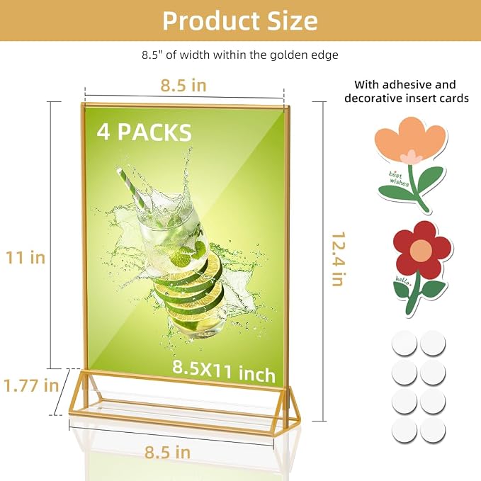 PPH-Sisy Acrylic Sign Holder 8.5 x 11, Double Sided Clear Display Stand - Image 2