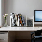 MyGift White Wood Desktop Bookshelf Organizer, Expandable Adjustable Display - Image 2