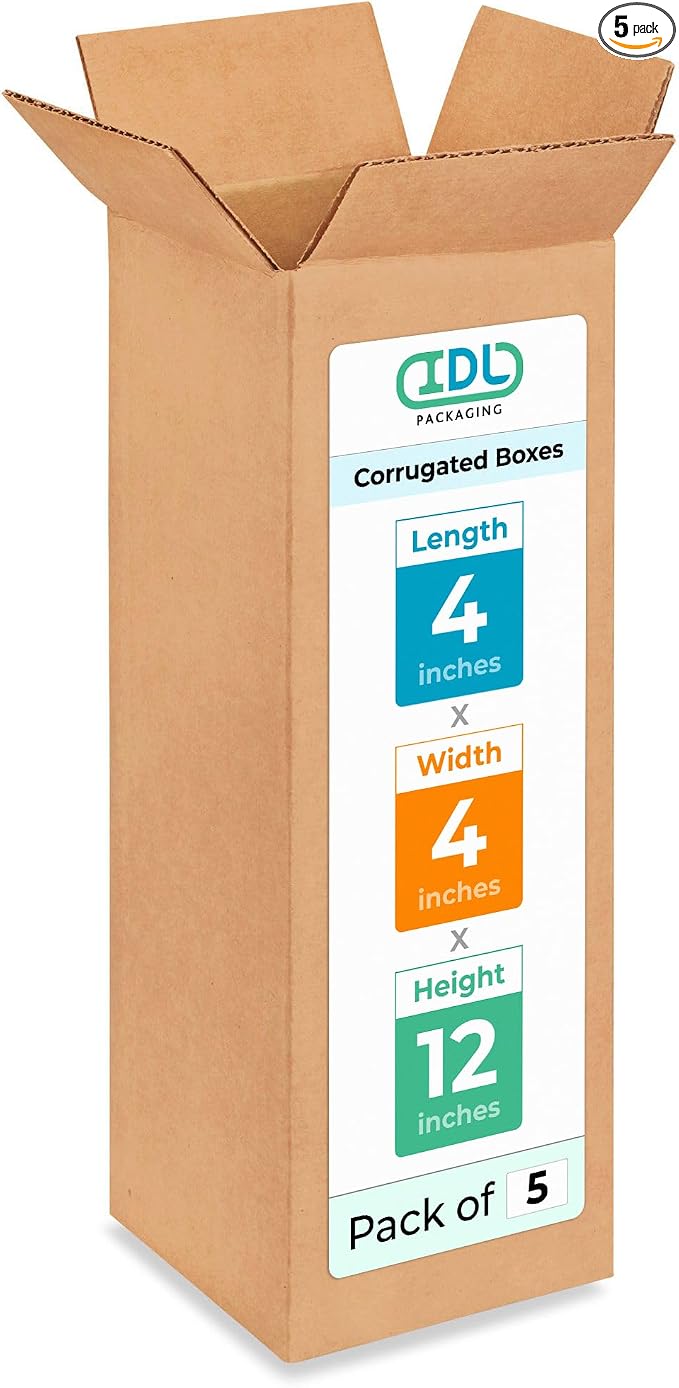 Tall Moving & Shipping Boxes 4 x 4 x 12 inches by IDLPackaging