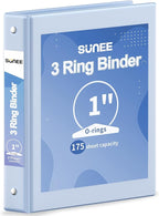 SUNEE 3 Ring Binder 1 Inch 1 Pack, Haze Blue by SUNEE