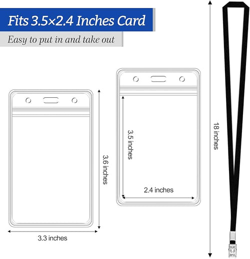 100 Pcs Clear Vertical Badge Id Card and 100 Pcs Lanyard, Reusable Lanyards - Image 2