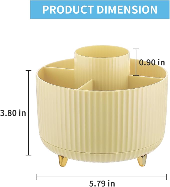 Marbrasse Desk Organizer, 360-Degree Rotating Pen Holder, Desk Organizers and - Image 5