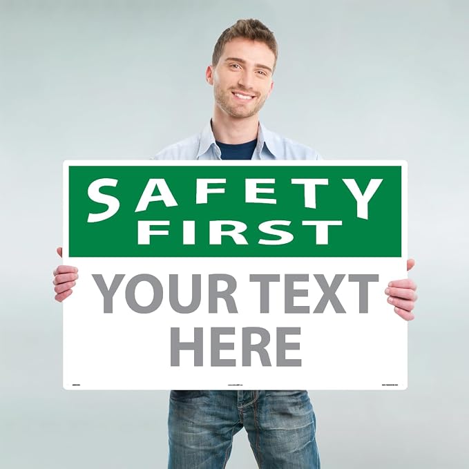 Custom OSHA Style Safety First Sign 24" x 36" Aluminum Sign, Customizable "Your - Image 2