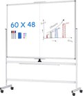 maxtek 60 x 48 Double Sided Rolling Whiteboard, Mobile Whiteboard Magnetic by Maxtek