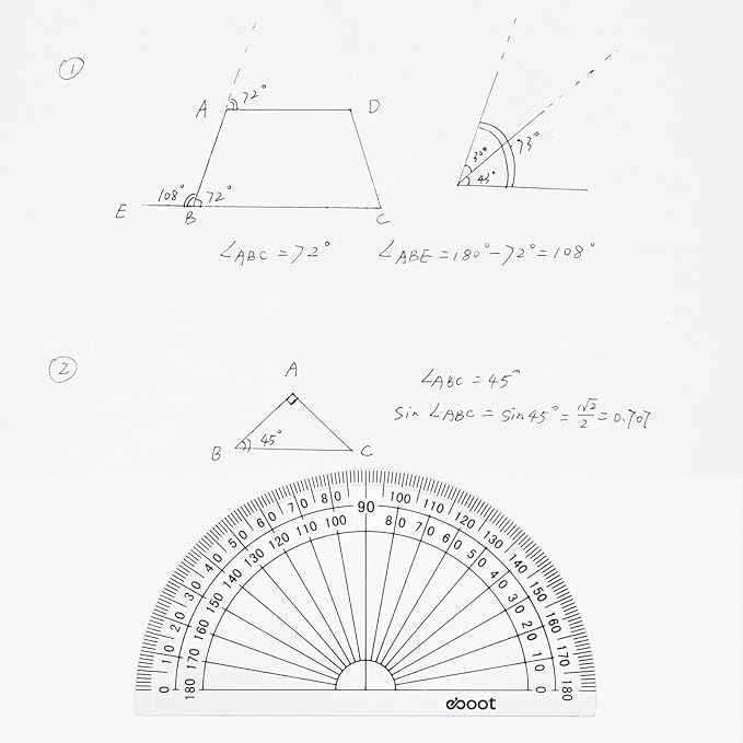 EBOOT 25 Pcs Math Protractors Plastic Protractor 180 Degrees, 4 Inches - Image 6