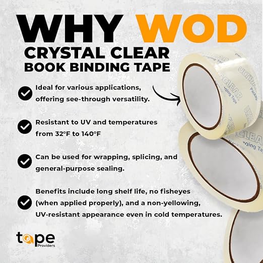 WOD CST22CC Crystal Clear See-Through Packing Tape – 3/8 inch x 110 yds. - Image 2