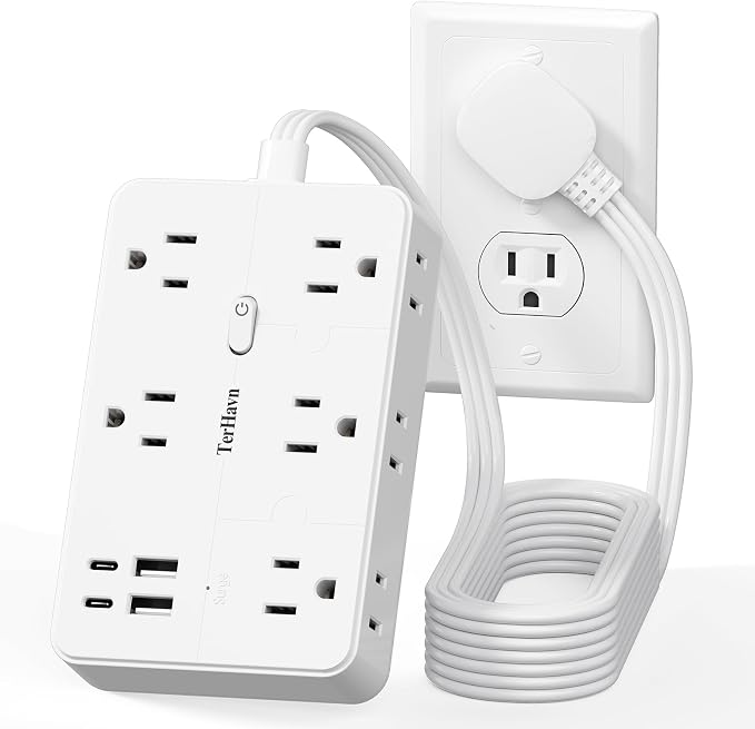 Surge Protector Power Strip 10 FT Flat Extension Cord ，10 AC Outlets & 4 USB by Unknown