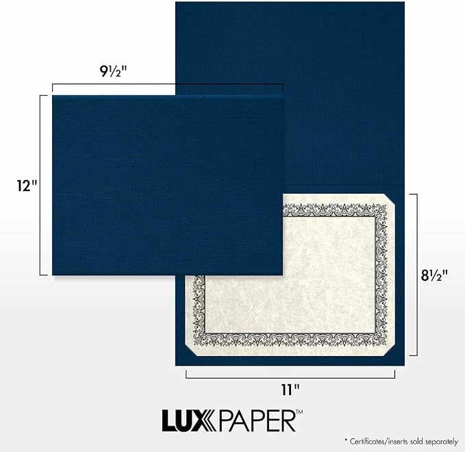 LUXPaper 9.5" x 12" Certificate Holders | Nautical Blue Linen | 100lb. Cover | - Image 3