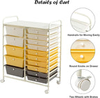 Giantex 15-Drawer Organizer Cart Office School Storage Cart Rolling Drawer Cart - Image 7
