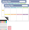 Loukin 17"x11.8" Weekly Dry Erase Calendar 2 Pack, Electrostatic Adsorption by LOUKIN
