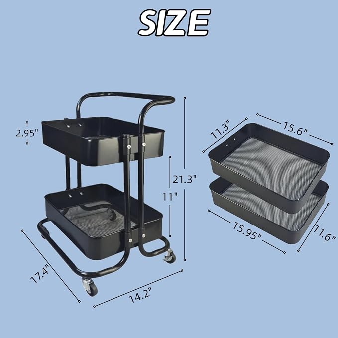 Ufriandz 2 Tier Rolling Utility Cart - Image 6