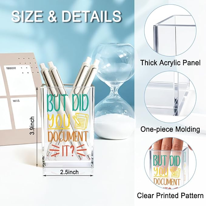 QYUVK But Did You Document It Acrylic Cosmetic Pencil Holder Cup, Pen Holder - Image 2