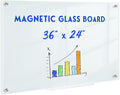 Magnetic Glass Whiteboard for Wall, Large Frameless White Board for Home and by QUEENLINK