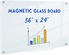 Magnetic Glass Whiteboard for Wall, Large Frameless White Board for Home and by QUEENLINK