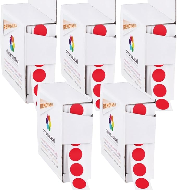 ChromaLabel 1/2 Inch Round Colored Sticker Dots, Removable Sticky Color Coding by ChromaLabel
