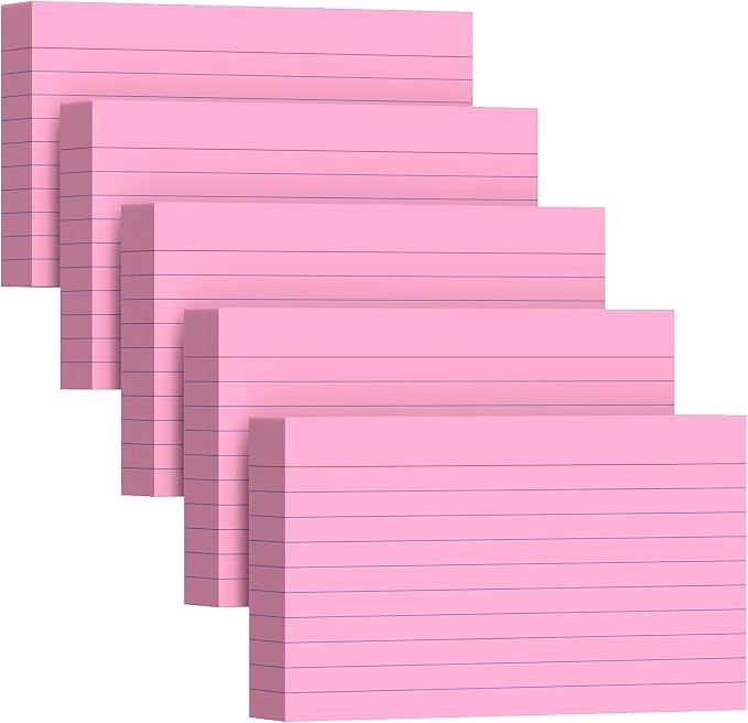 250 Count Index Cards 3 x 5 Inch, Heavyweight Pink Lined Note Cards Portable by Unknown