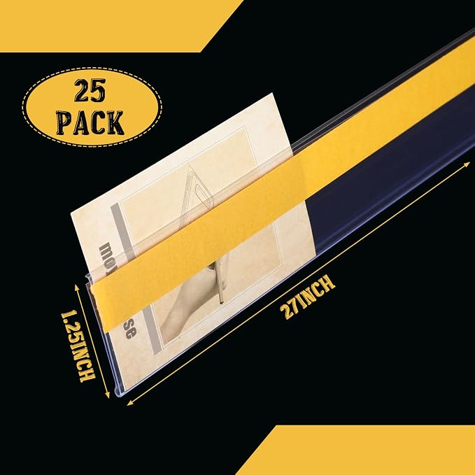 Fainne 25 Pcs Shelf Label Strips 1.25''H x 27 L Self Adhesive Shelf Label - Image 2