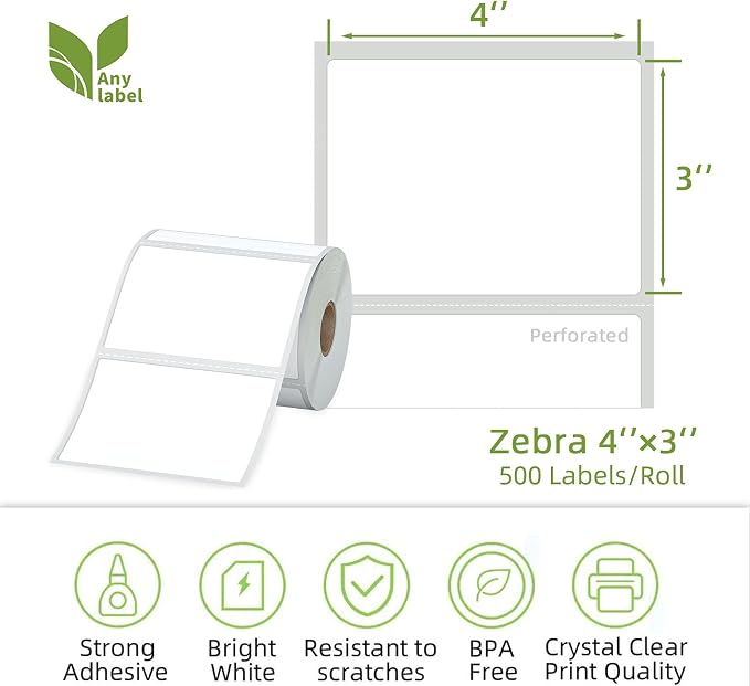 4" x 3" Direct Thermal Labels, Thermal Printer Labels - Image 2