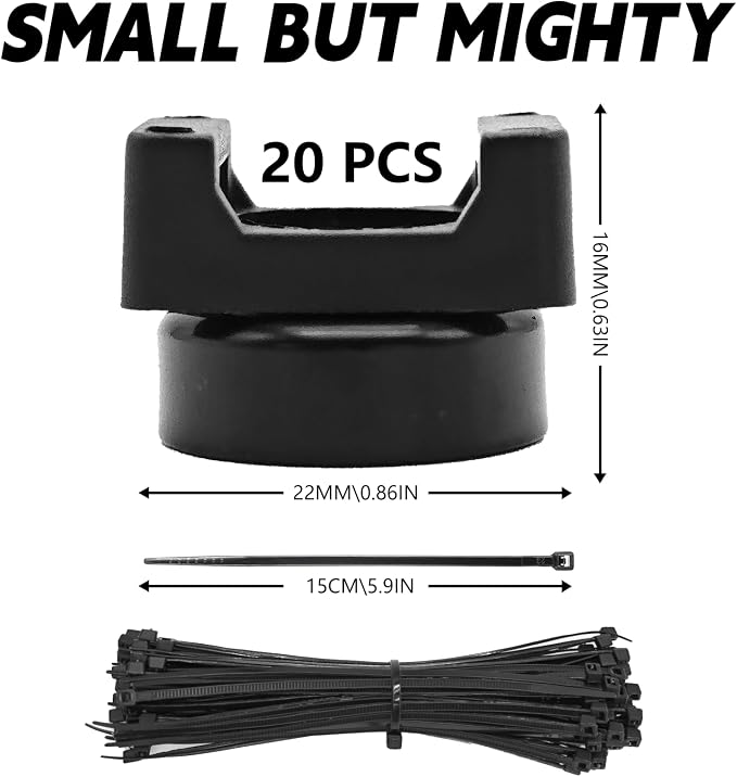 20Pcs Magnetic Zip Tie Mount and 100 Nylon Cable Ties, Magnetic Cable Clips - Image 3