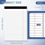 Nichela 5" x 8" Note Pads 4 Pack of Legal Pads 21lb Notepad College Ruled Legal - Image 2