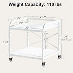 Vokumba 20 Inches Large White Printer Stand, 2-Tier Under Desk Printer Table - Image 4