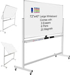 Max-officoo Mobile Whiteboard 72"x40" Magnetic Dry Erase White Boards on Wheels by Unknown