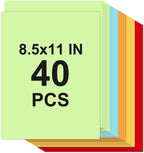 Cardstock 8.5 x 11, 5 Colors Colored Printer Paper 75 lb/200 gsm, 40 Sheets by Glyanlee