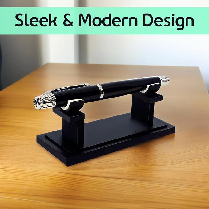 Fountain Pen Holder for Desk | Vintage Acrylic & Metal Organizer Stand | Pencil - Image 2