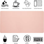 Blossoms Pink Desk Mat, Waterproof Non-Slip Leather Desk Pad, Large Mouse Pad - Image 5