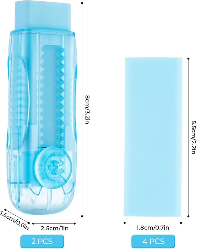 M&G 6 Pack Sliding Retractable Rubber Erasers, Push-Pull Large Pencil Erasers - Image 4
