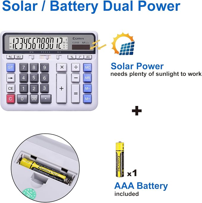Comix Desktop Calculator Solar Battery Dual Power - Image 4