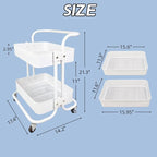 Ufriandz 2 Tier Cart with Wheels Under Desk Storage with Handle, Metal Rolling - Image 4