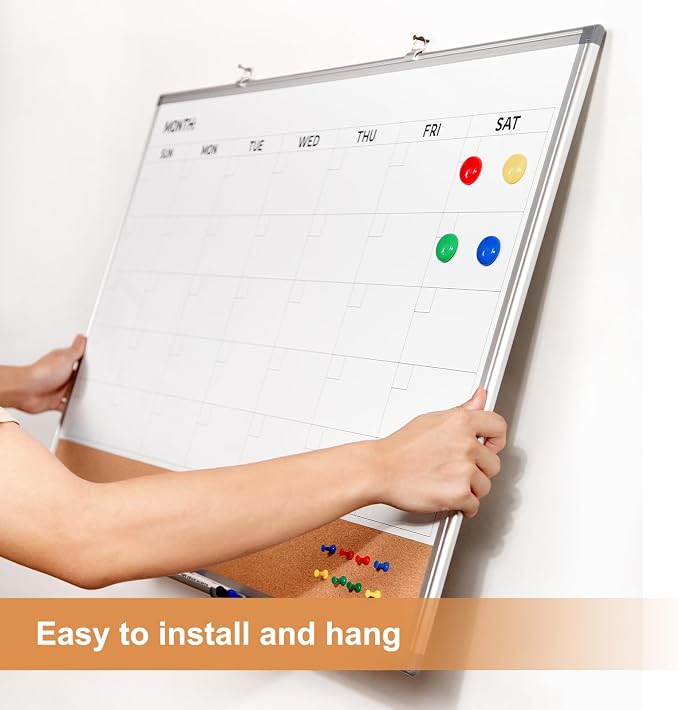 Comix Dry Erase Calendar Whiteboard Corkboard Combo, 36 * 24 inch Monthly - Image 6