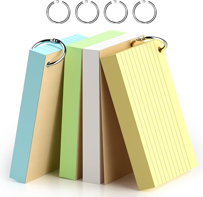 4 x 6 Inch Colored Index Cards, Ruled and Blank Note Cards by Unknown