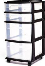 HOMZ 2-Pack Drawer Tower, 4-Tier Clear Plastic Storage Organizer Cart, and - Image 9